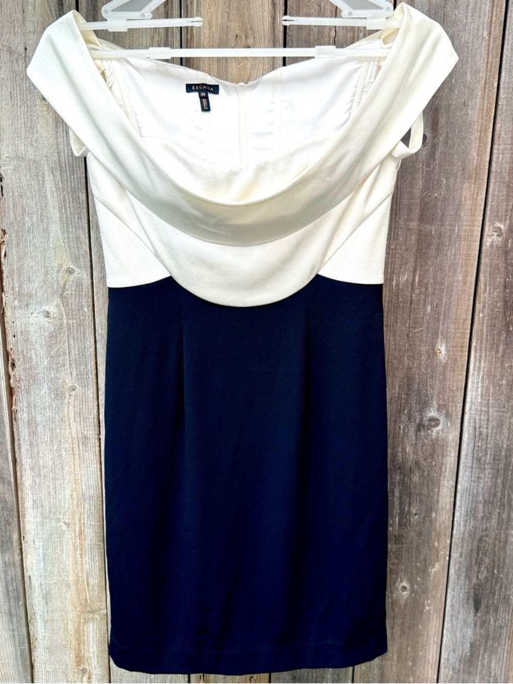 Escada Black and White Off-Shoulder Cocktail Dress